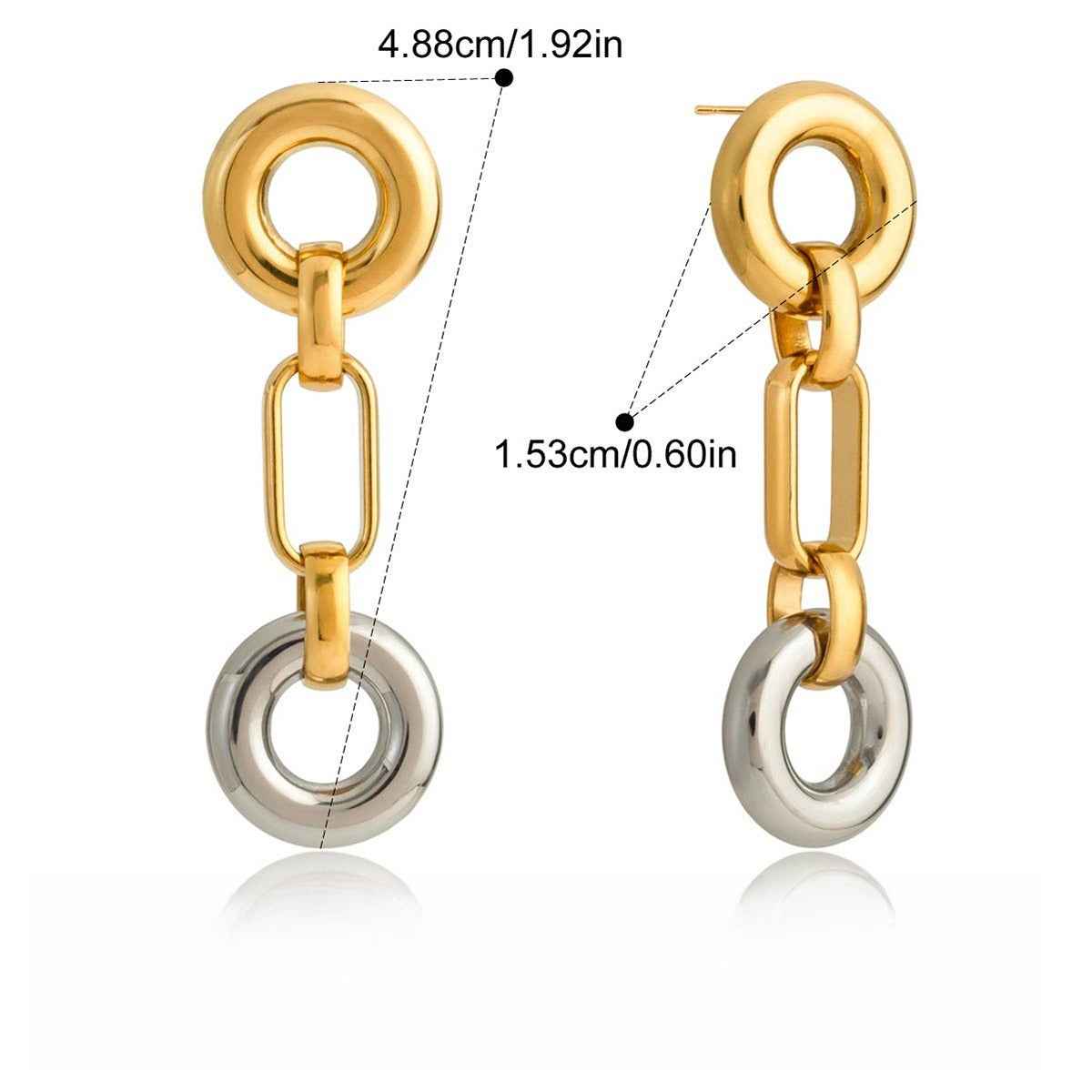 18K gold hoop earrings, a luxurious and sophisticated pair of stud earrings.
