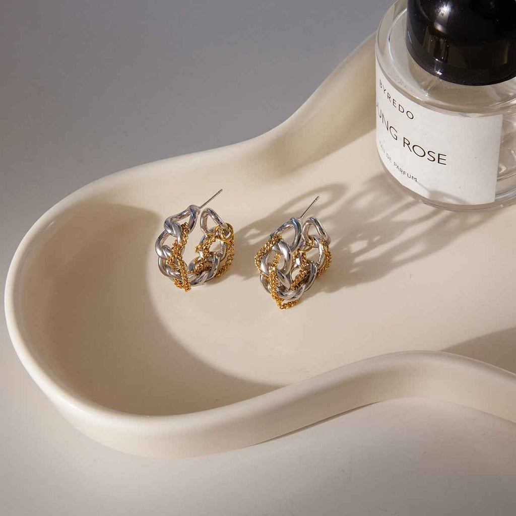 18K gold autumn/winter high-end tassel stud earrings